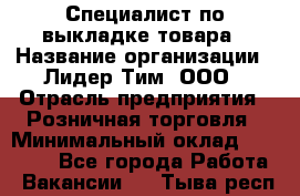 Специалист по выкладке товара › Название организации ­ Лидер Тим, ООО › Отрасль предприятия ­ Розничная торговля › Минимальный оклад ­ 25 000 - Все города Работа » Вакансии   . Тыва респ.